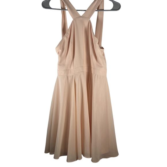 Lulus Balletcore Womens Skater Mini Dress Back Zip Peach Pink Size Medium - Picture 2 of 9